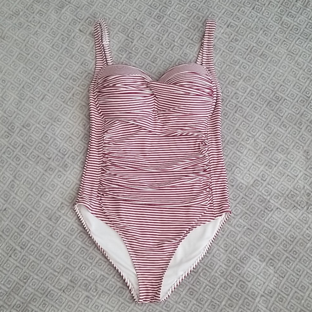 Nip Tuck Red/White Stripe Tummy Control Swimsuit